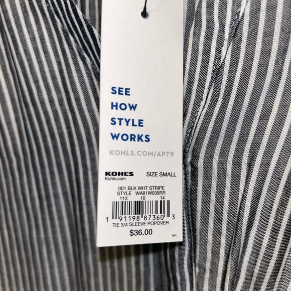 Women’s Apt 9 Boho Black & White Top NWT Small - Picture 6 of 9